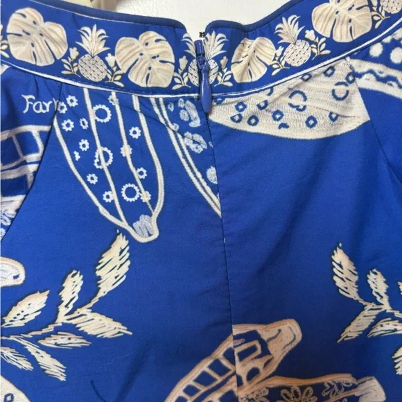 FARM Rio Blue & White Paisley Short Jumpsuit - Picture 4 of 7